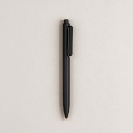 Recycled plastic pen with reinforced clip and blue ink black colour ambient view