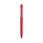 Recycled plastic pen with reinforced clip and blue ink red colour front view
