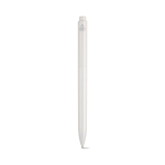Recycled plastic pen with reinforced clip and blue ink white colour rear view