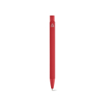 Recycled aluminium pen with rubberised finish and blue ink red colour rear view