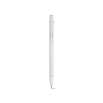 Recycled aluminium pen with rubberised finish and blue ink white colour front view