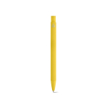 Recycled aluminium pen with rubberised finish and blue ink yellow colour rear view