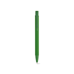 Recycled aluminium pen with rubberised finish and blue ink green colour front view