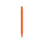 Recycled aluminium pen with rubberised finish and blue ink orange colour rear view