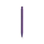 Recycled aluminium pen with rubberised finish and blue ink violet colour front view