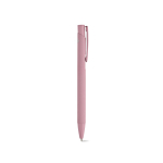 Recycled aluminium pen with rubberised finish and blue ink light pink colour second view