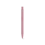 Recycled aluminium pen with rubberised finish and blue ink light pink colour rear view