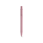 Recycled aluminium pen with rubberised finish and blue ink light pink colour front view