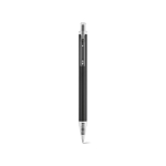 Recycled aluminium pen with push-button mechanism and blue ink black colour front view