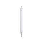 Recycled aluminium pen with push-button mechanism and blue ink white colour rear view