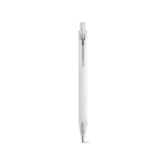 Recycled aluminium pen with push-button mechanism and blue ink white colour front view