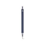 Recycled aluminium pen with push-button mechanism and blue ink navy-blue colour rear view