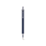 Recycled aluminium pen with push-button mechanism and blue ink navy-blue colour front view