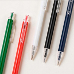 Recycled aluminium pen with push-button mechanism and blue ink