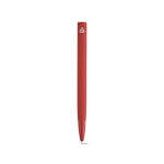 Recycled aluminium click pen with a glossy finish and blue ink red colour rear view