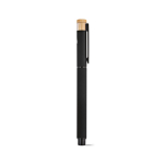 Recycled aluminium and bamboo rollerball pen with blue ink black colour second view