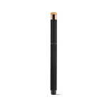 Recycled aluminium and bamboo rollerball pen with blue ink black colour front view