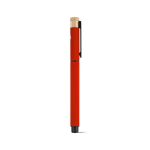 Recycled aluminium and bamboo rollerball pen with blue ink red colour second view