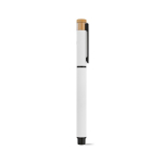 Recycled aluminium and bamboo rollerball pen with blue ink white colour second view