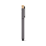 Recycled aluminium and bamboo rollerball pen with blue ink grey colour second view