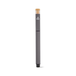 Recycled aluminium and bamboo rollerball pen with blue ink grey colour rear view