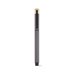 Recycled aluminium and bamboo rollerball pen with blue ink grey colour front view