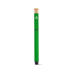 Recycled aluminium and bamboo rollerball pen with blue ink green colour rear view