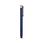 Recycled aluminium and bamboo rollerball pen with blue ink navy-blue colour second view