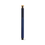 Recycled aluminium and bamboo rollerball pen with blue ink navy-blue colour front view