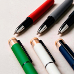 Recycled aluminium and bamboo rollerball pen with blue ink