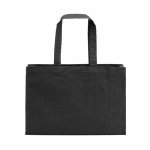 Natural eco cotton shopping bag with flat base 280 g/m2 black colour rear view