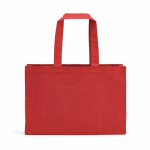 Natural eco cotton shopping bag with flat base 280 g/m2 red colour rear view