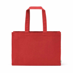 Natural eco cotton shopping bag with flat base 280 g/m2 red colour front view