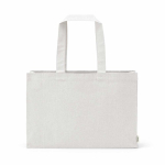 Natural eco cotton shopping bag with flat base 280 g/m2 white colour front view