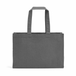 Natural eco cotton shopping bag with flat base 280 g/m2 grey colour rear view