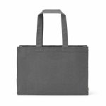 Natural eco cotton shopping bag with flat base 280 g/m2 grey colour front view