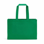Natural eco cotton shopping bag with flat base 280 g/m2 green colour rear view
