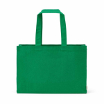 Natural eco cotton shopping bag with flat base 280 g/m2 green colour front view