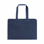 Natural eco cotton shopping bag with flat base 280 g/m2 navy-blue colour rear view