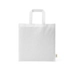 Natural recycled cotton bag with 30 cm handles and 140 g/m² white colour front view