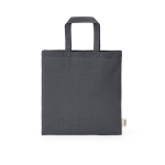Natural recycled cotton bag with 30 cm handles and 140 g/m² grey colour front view