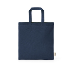 Natural recycled cotton bag with 30 cm handles and 140 g/m² navy-blue colour front view