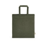 Natural recycled cotton bag with 30 cm handles and 140 g/m² military green colour front view