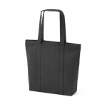 Recycled cotton shopping bag with zip 360 g/m² black colour second view