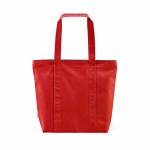 Recycled cotton shopping bag with zip 360 g/m² red colour rear view