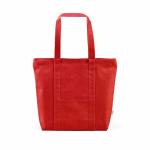 Recycled cotton shopping bag with zip 360 g/m² red colour front view