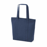 Recycled cotton shopping bag with zip 360 g/m² navy-blue colour second view