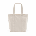 Recycled cotton shopping bag with zip 360 g/m² natural colour rear view