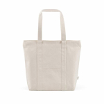 Recycled cotton shopping bag with zip 360 g/m² natural colour front view