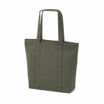 Recycled cotton shopping bag with zip 360 g/m² military green colour second view